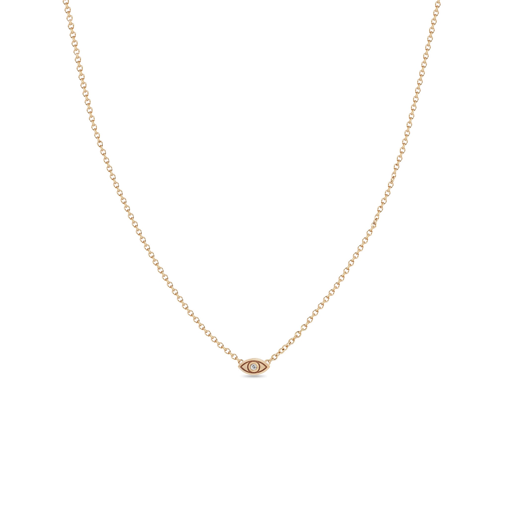 Zoë Chicco 14k Rose Gold White Diamond Itty Bitty Evil Eye Necklace