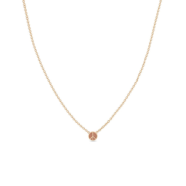 Zoë Chicco 14k Rose Gold Itty Bitty Peace Sign Necklace