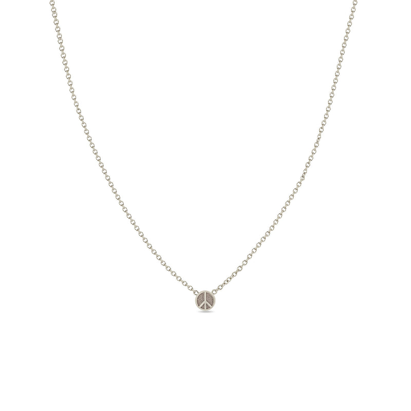 Zoë Chicco 14k White Gold Itty Bitty Peace Sign Necklace