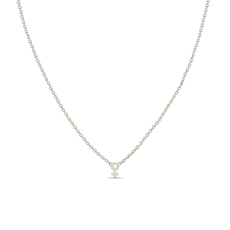 Zoë Chicco 14k White Gold Itty Bitty Female Symbol Necklace