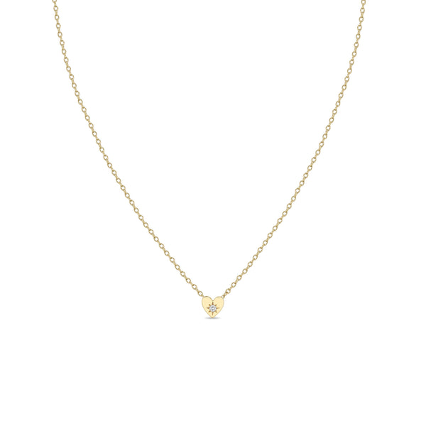Zoë Chicco 14k Gold Itty Bitty Star Set Diamond Heart Necklace