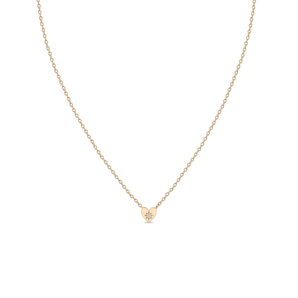 Zoë Chicco 14k Gold Itty Bitty Star Set Diamond Heart Necklace