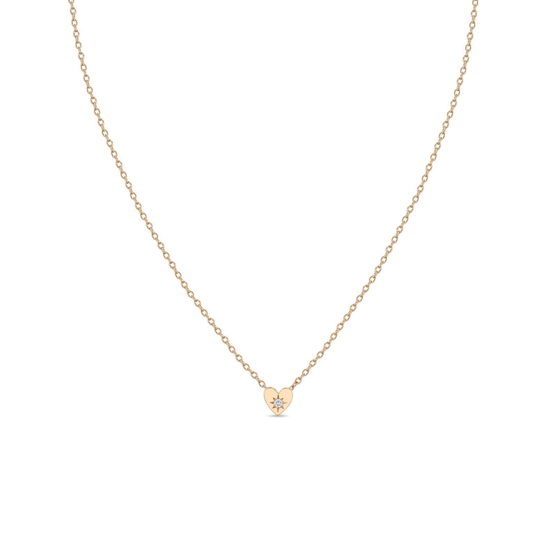 Zoë Chicco 14k Gold Itty Bitty Star Set Diamond Heart Necklace