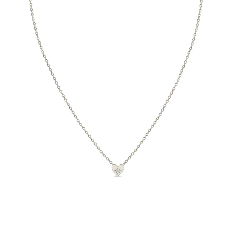 Zoë Chicco 14k Gold Itty Bitty Star Set Diamond Heart Necklace
