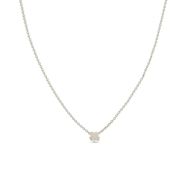 Zoë Chicco 14k White Gold Itty Bitty Clover Necklace