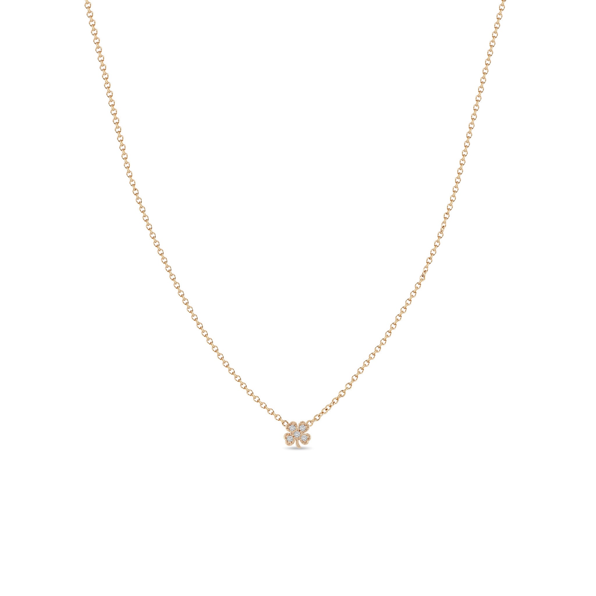 Zoë Chicco 14k Gold Itty Bitty Diamond Clover Necklace