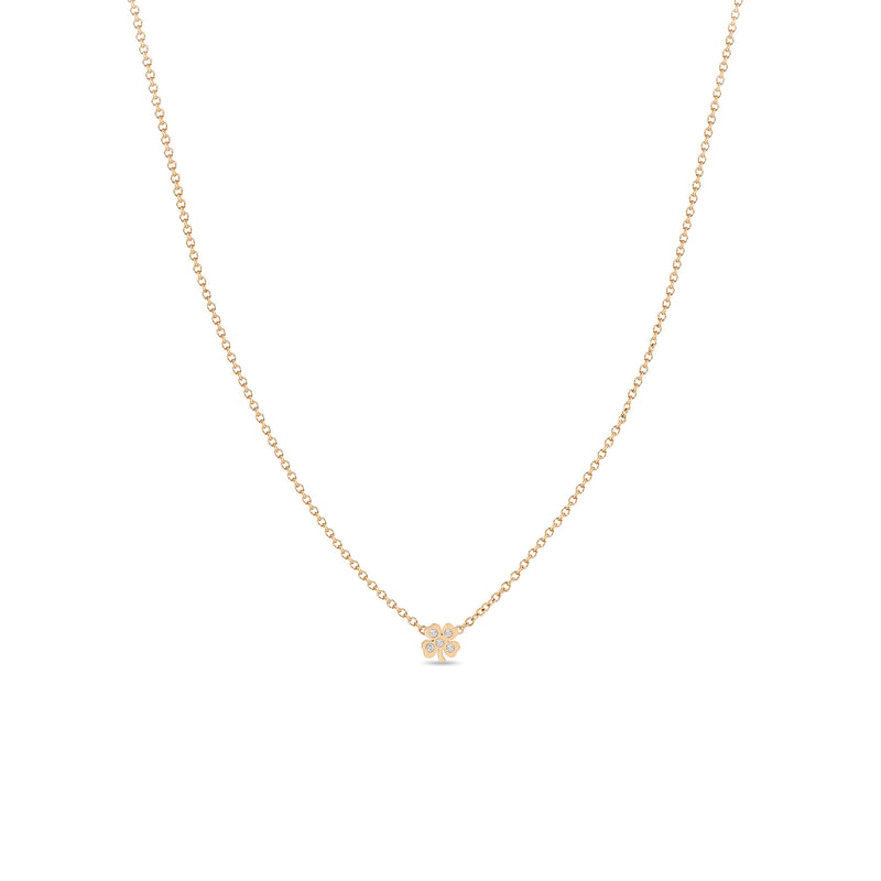 Zoë Chicco 14k Gold Itty Bitty Diamond Clover Necklace