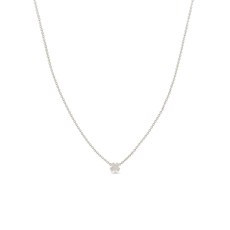 Zoë Chicco 14k Gold Itty Bitty Diamond Clover Necklace