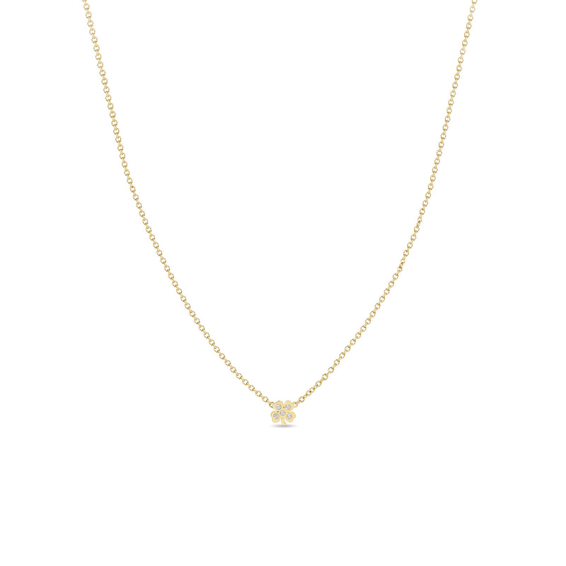 Zoë Chicco 14k Gold Itty Bitty Diamond Clover Necklace