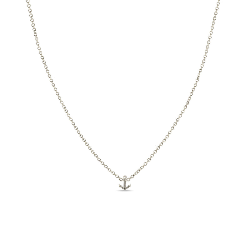 Zoe Chicco 14k White Gold Itty Bitty Anchor Chain Necklace