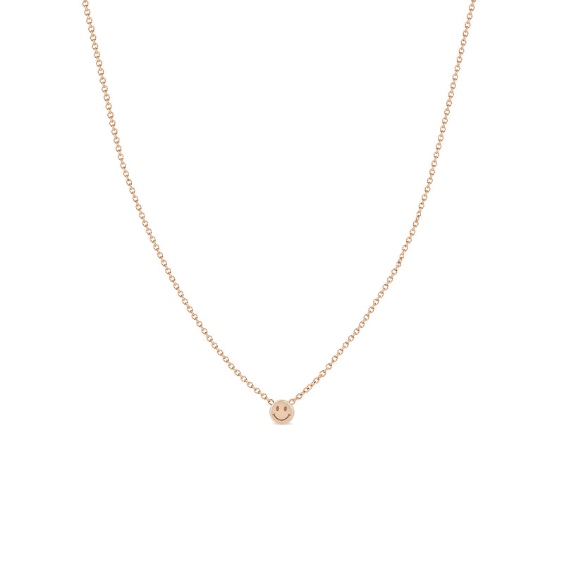 Zoe Chicco 14k Rose Gold Itty Bitty Smiley Face Necklace