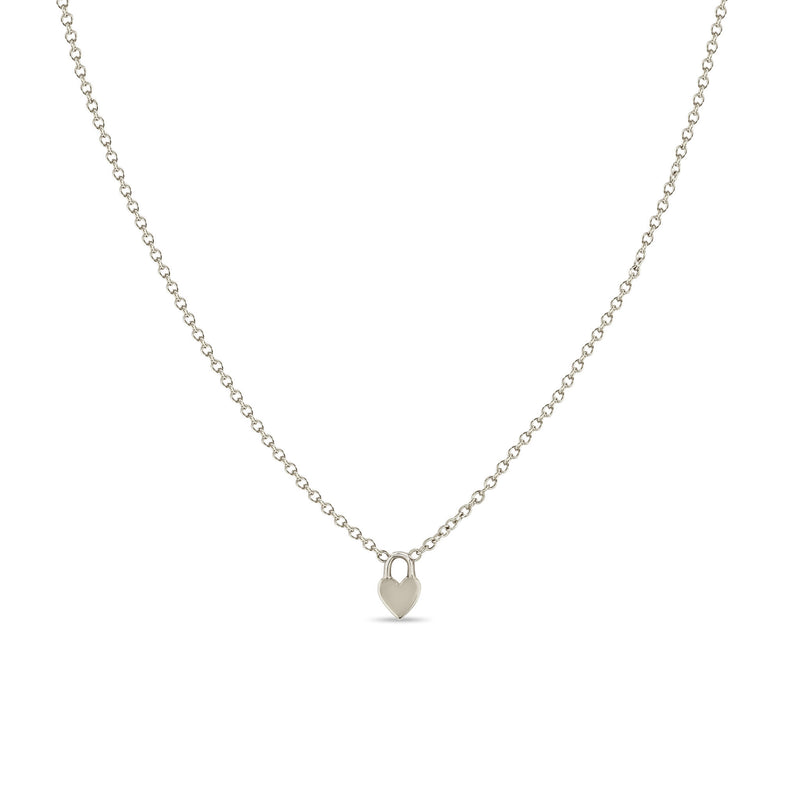 Zoe Chicco 14k White Gold Itty Bitty Heart Padlock Necklace