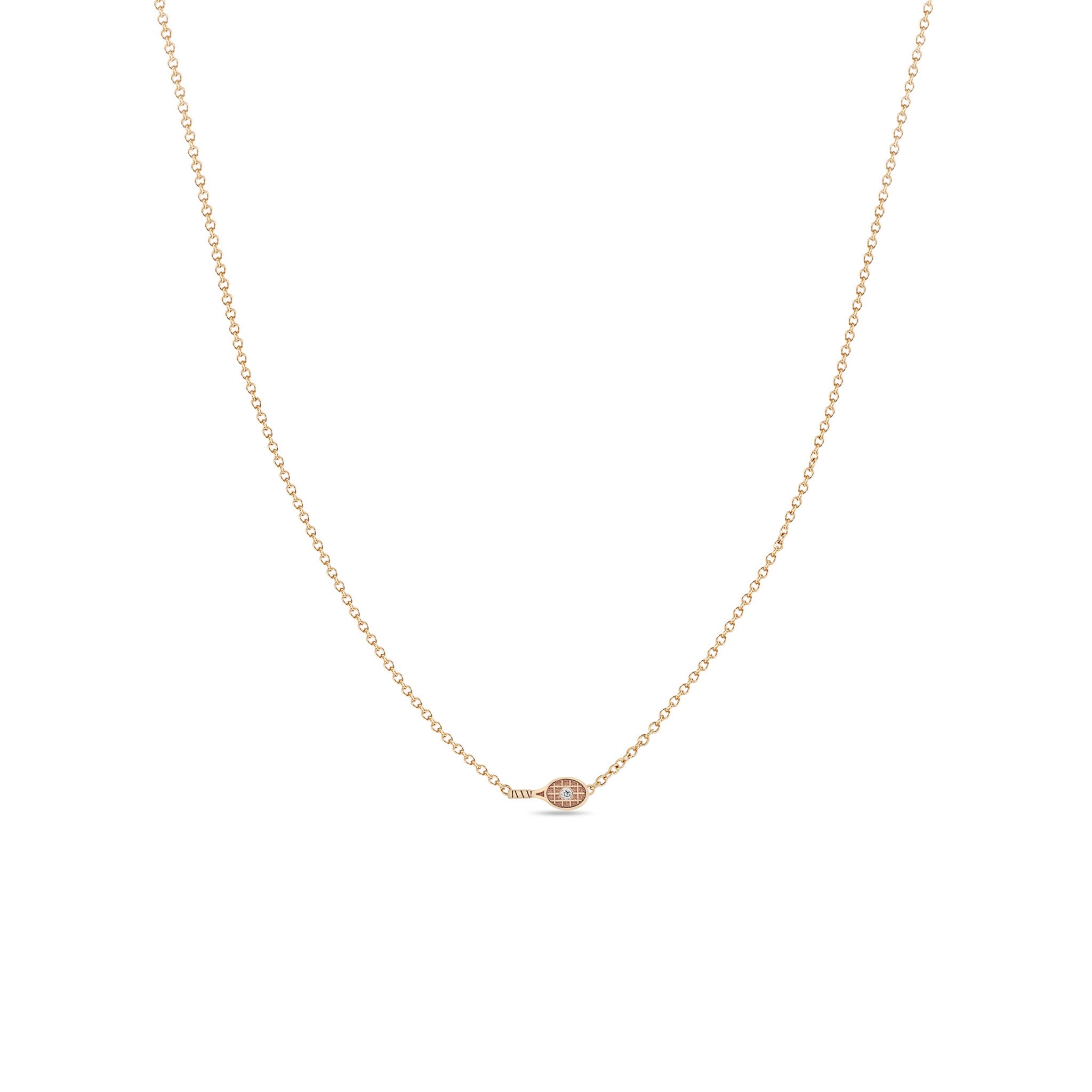 Zoë Chicco 14k Gold Itty Bitty Diamond Tennis Racket Necklace