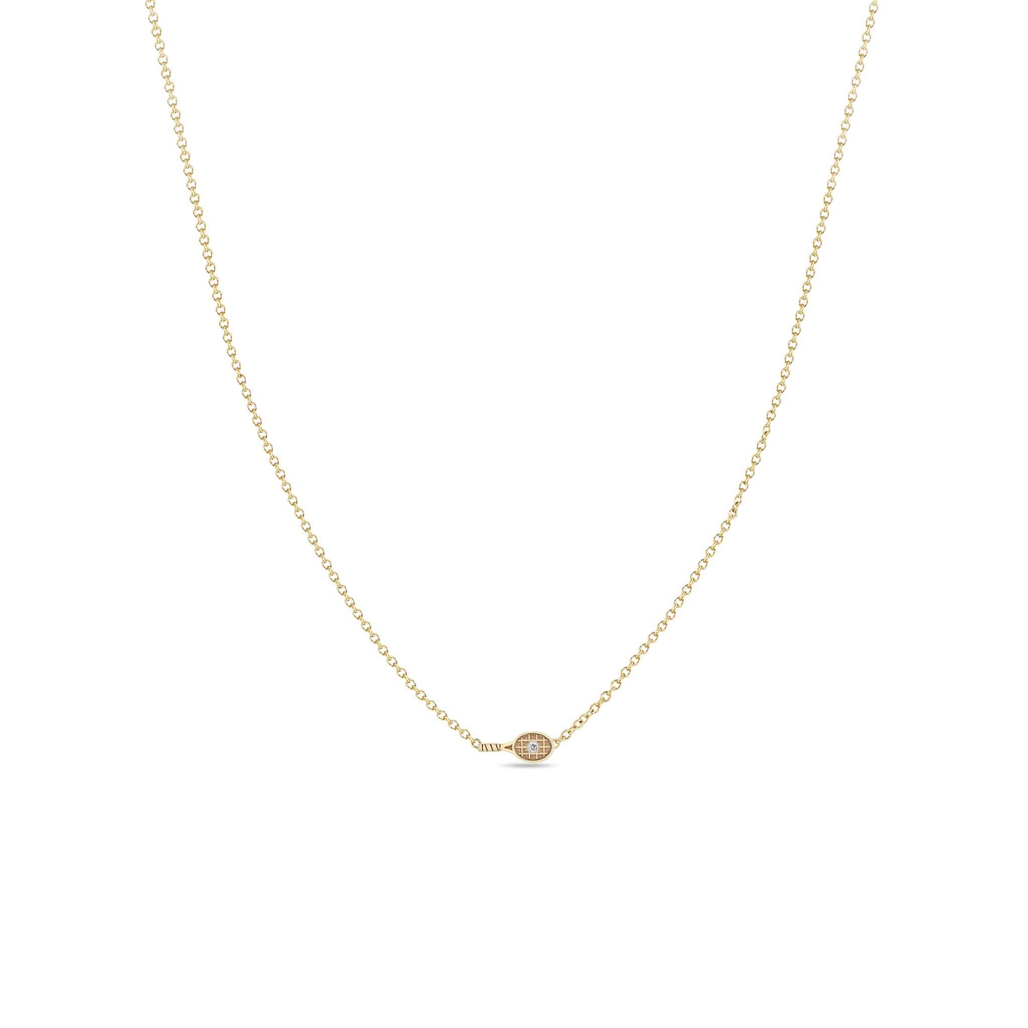 Zoë Chicco 14k Gold Itty Bitty Diamond Tennis Racket Necklace