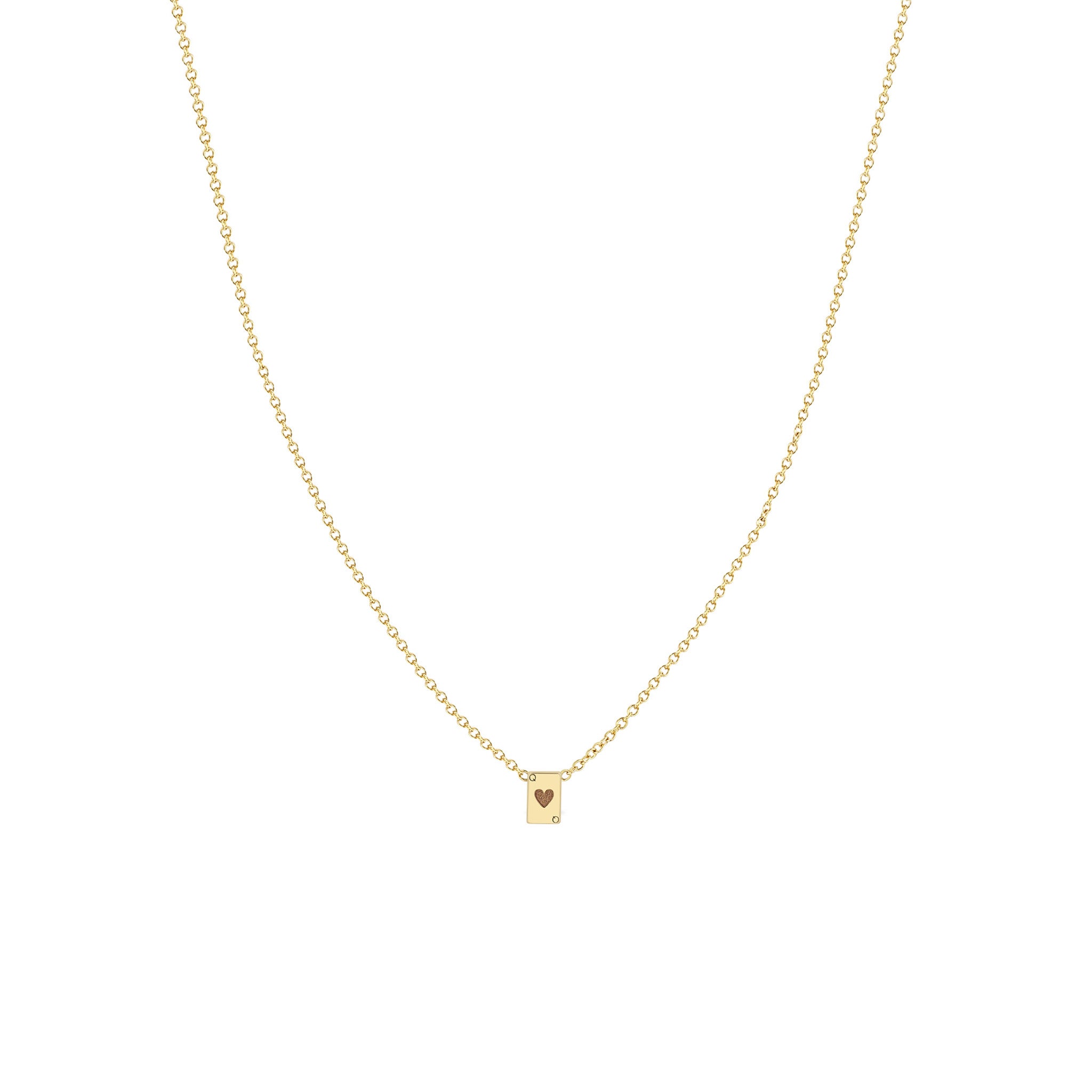 Zoë Chicco 14k Gold Itty Bitty Queen of Hearts Card Necklace