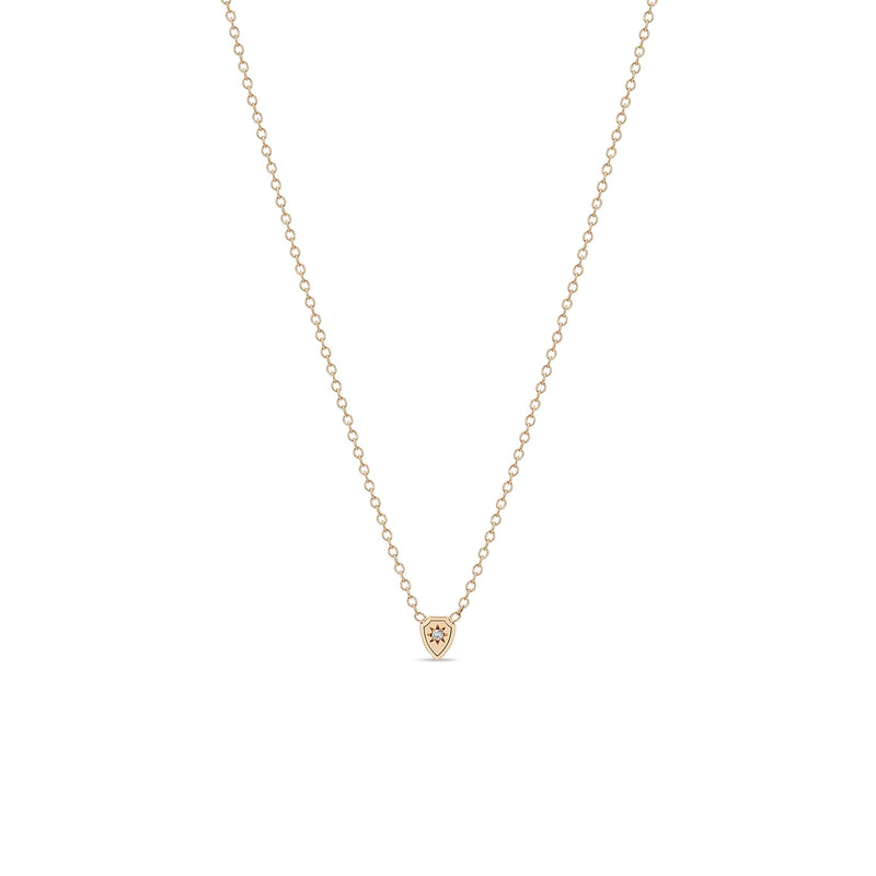 Zoë Chicco 14k Gold Itty Bitty Star Set Diamond Shield Necklace