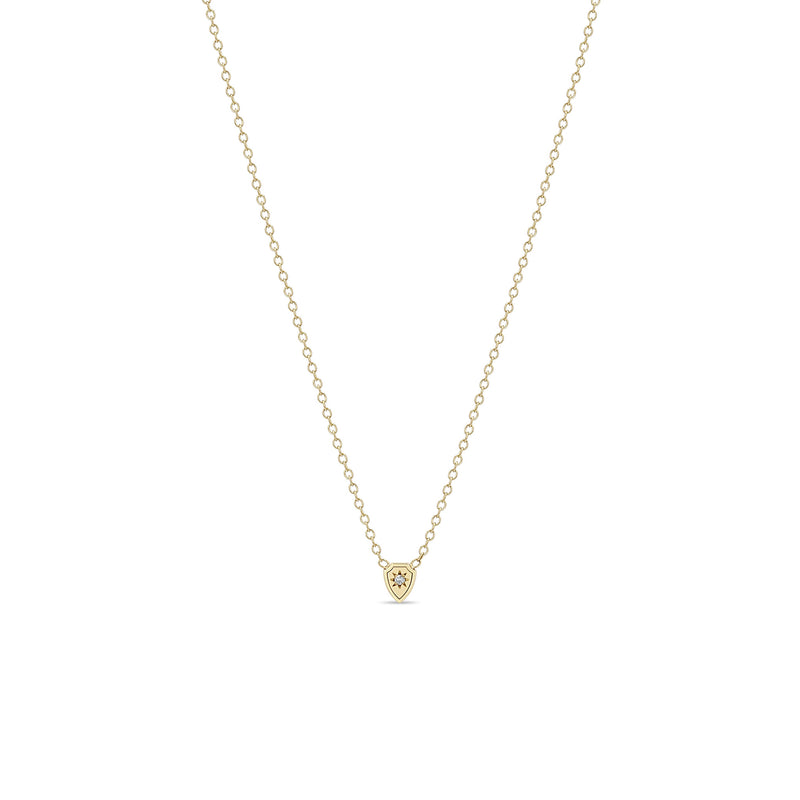 Zoë Chicco 14k Gold Itty Bitty Star Set Diamond Shield Necklace
