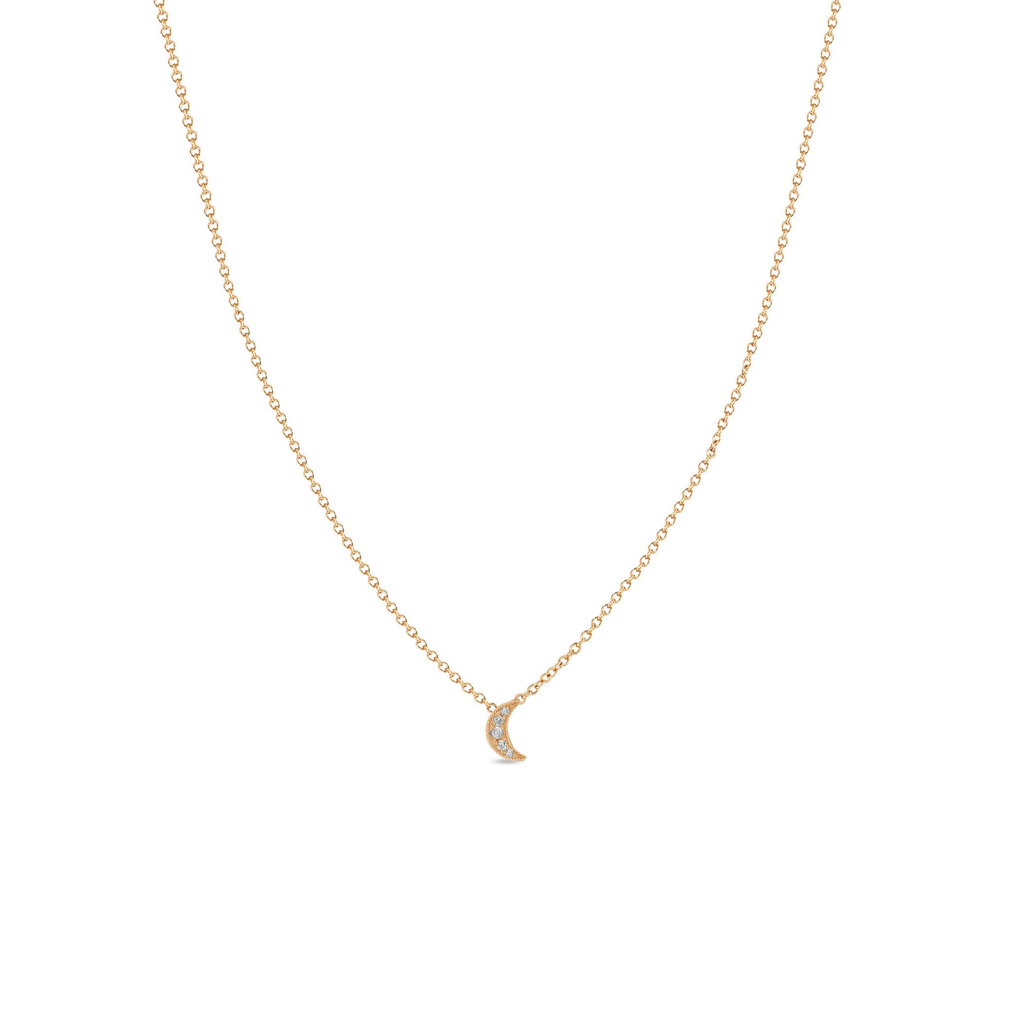 Zoë Chicco 14k Gold Itty Bitty Pavé Diamond Moon Necklace