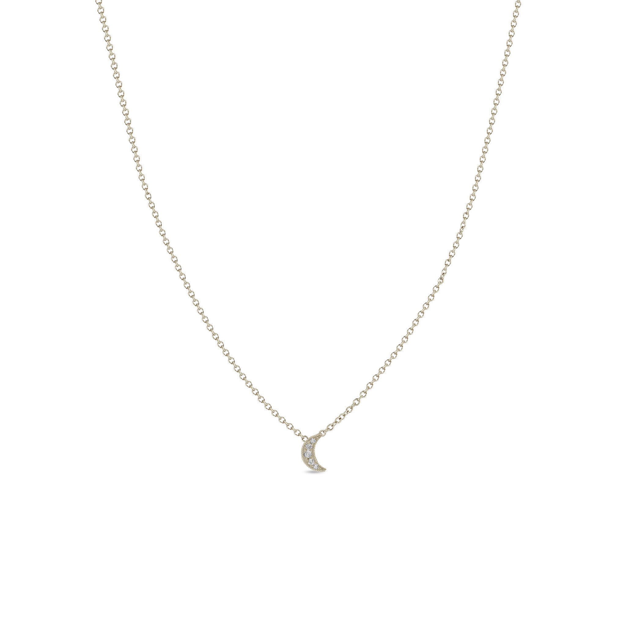 Zoë Chicco 14k Gold Itty Bitty Pavé Diamond Moon Necklace