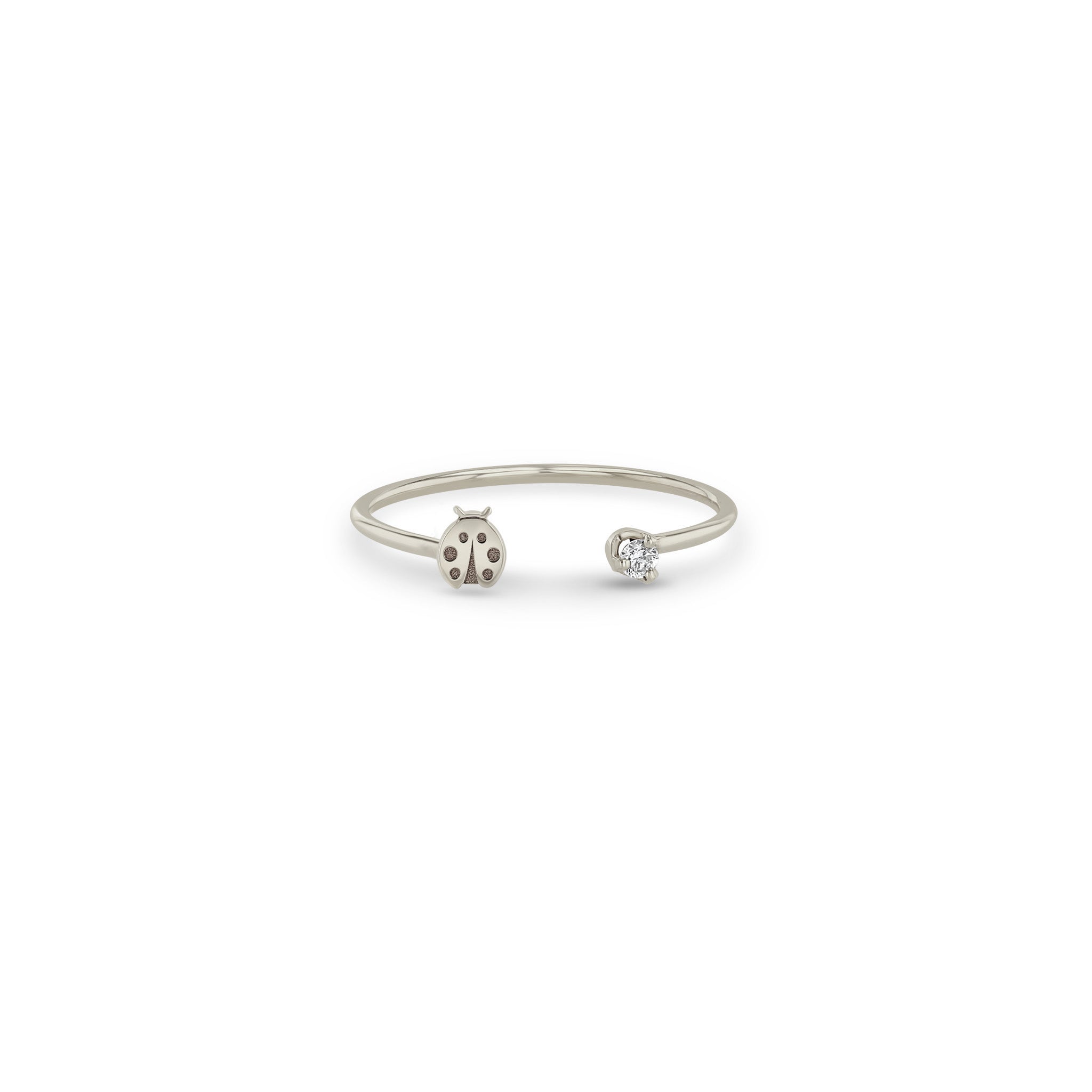 Zoë Chicco 14k Gold Itty Bitty Ladybug & Prong Diamond Open Ring