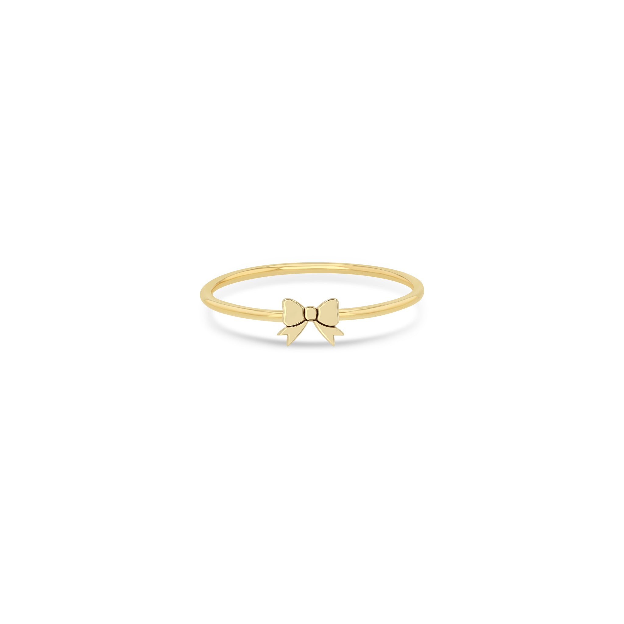Zoe Chicco 14k gold itty bitty bow band ring on a white background