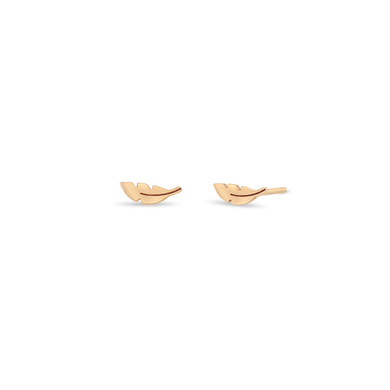 Zoë Chicco 14k Rose Gold Itty Bitty Feather Stud Earrings