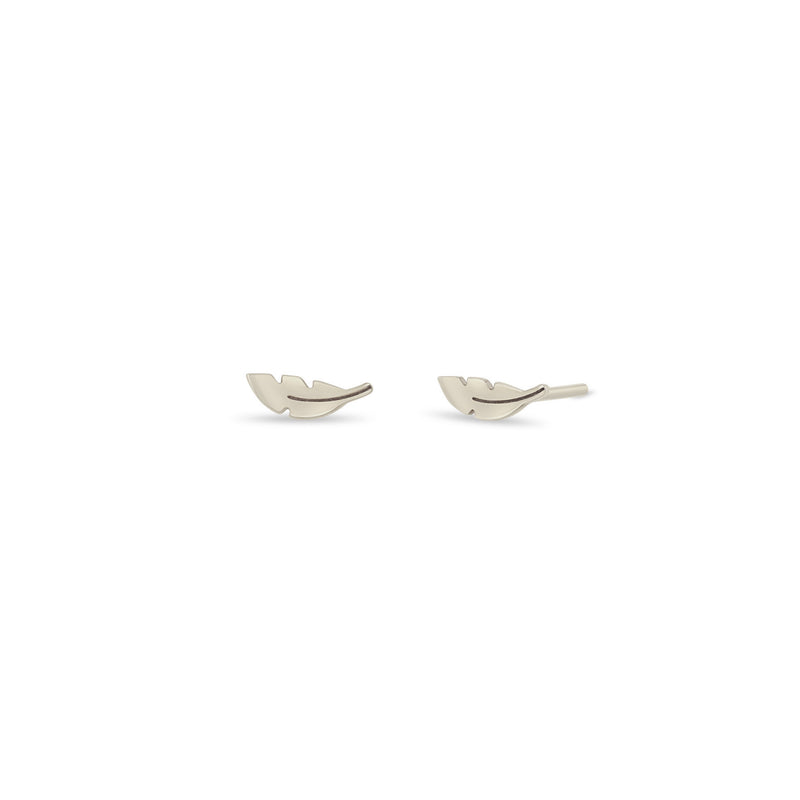 Zoë Chicco 14k White Gold Itty Bitty Feather Stud Earrings