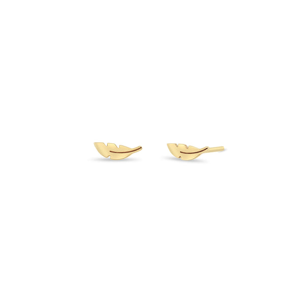 Pair of Zoë Chicco 14k Gold Itty Bitty Feather Stud Earrings