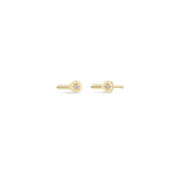 Pair of Zoë Chicco 14k Gold Itty Bitty Star Set Diamond Key Stud Earrings