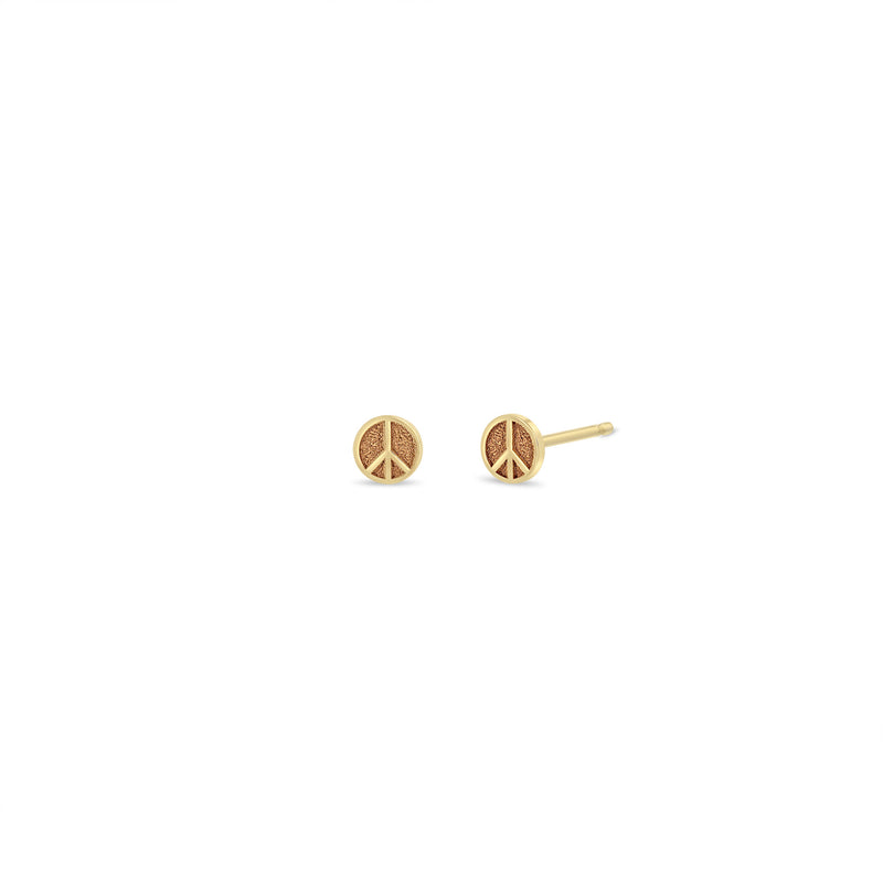 Pair of Zoë Chicco 14k Gold Itty Bitty Peace Sign Stud Earrings