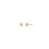 Pair of Zoë Chicco 14k Gold Itty Bitty Star Set Diamond Disc Stud Earrings