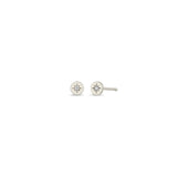 Pair of Zoë Chicco 14k Gold Itty Bitty Star Set Diamond Disc Stud Earrings