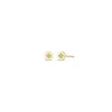 Pair of Zoë Chicco 14k Gold Itty Bitty Star Set Diamond Disc Stud Earrings