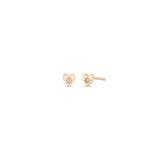 Pair of Zoë Chicco 14k Gold Itty Bitty Star Set Diamond Heart Stud Earrings