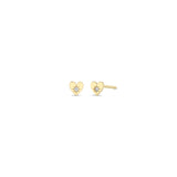 Pair of Zoë Chicco 14k Gold Itty Bitty Star Set Diamond Heart Stud Earrings