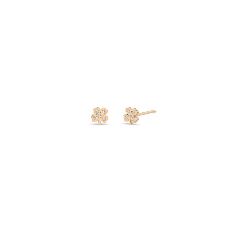 Pair of Zoë Chicco 14k Gold Itty Bitty Diamond Clover Stud Earrings