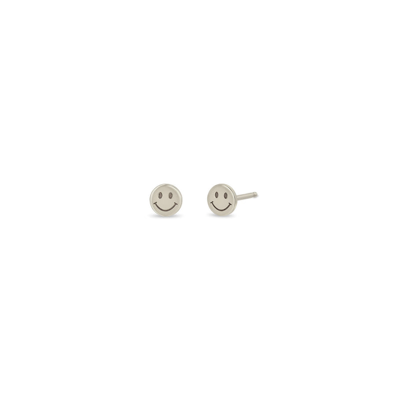 Zoë Chicco 14k White Gold Itty Bitty Smiley Face Stud Earring