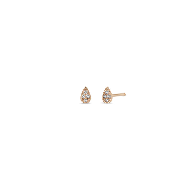 Zoë Chicco 14k Rose Gold Itty Bitty Pavé Diamond Tear Stud Earring