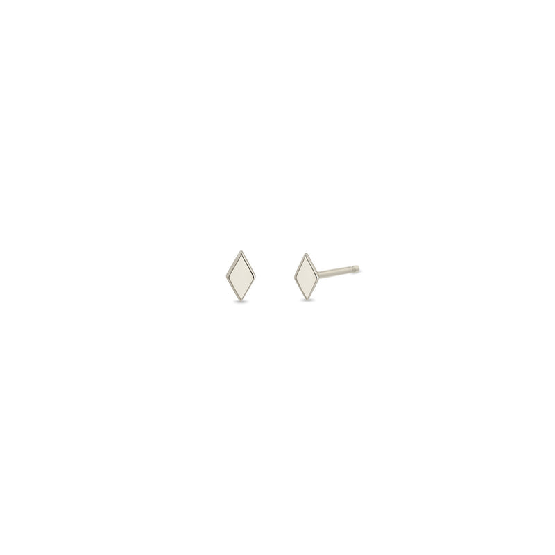 14k White Gold Itty Bitty Diamond Shape Stud