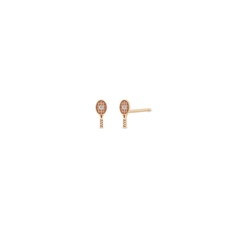 Pair of Zoë Chicco 14k Gold Itty Bitty Diamond Tennis Racket Stud Earrings