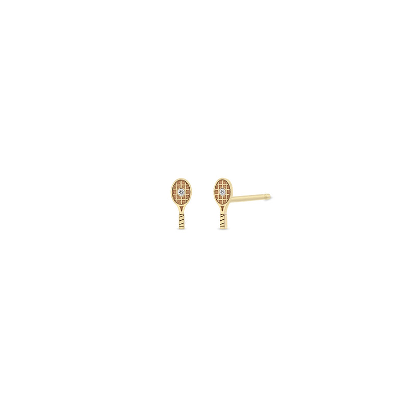 Pair of Zoë Chicco 14k Gold Itty Bitty Diamond Tennis Racket Stud Earrings