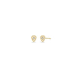 Pair of Zoë Chicco 14k Gold Itty Bitty Star Set Diamond Shield Stud Earrings