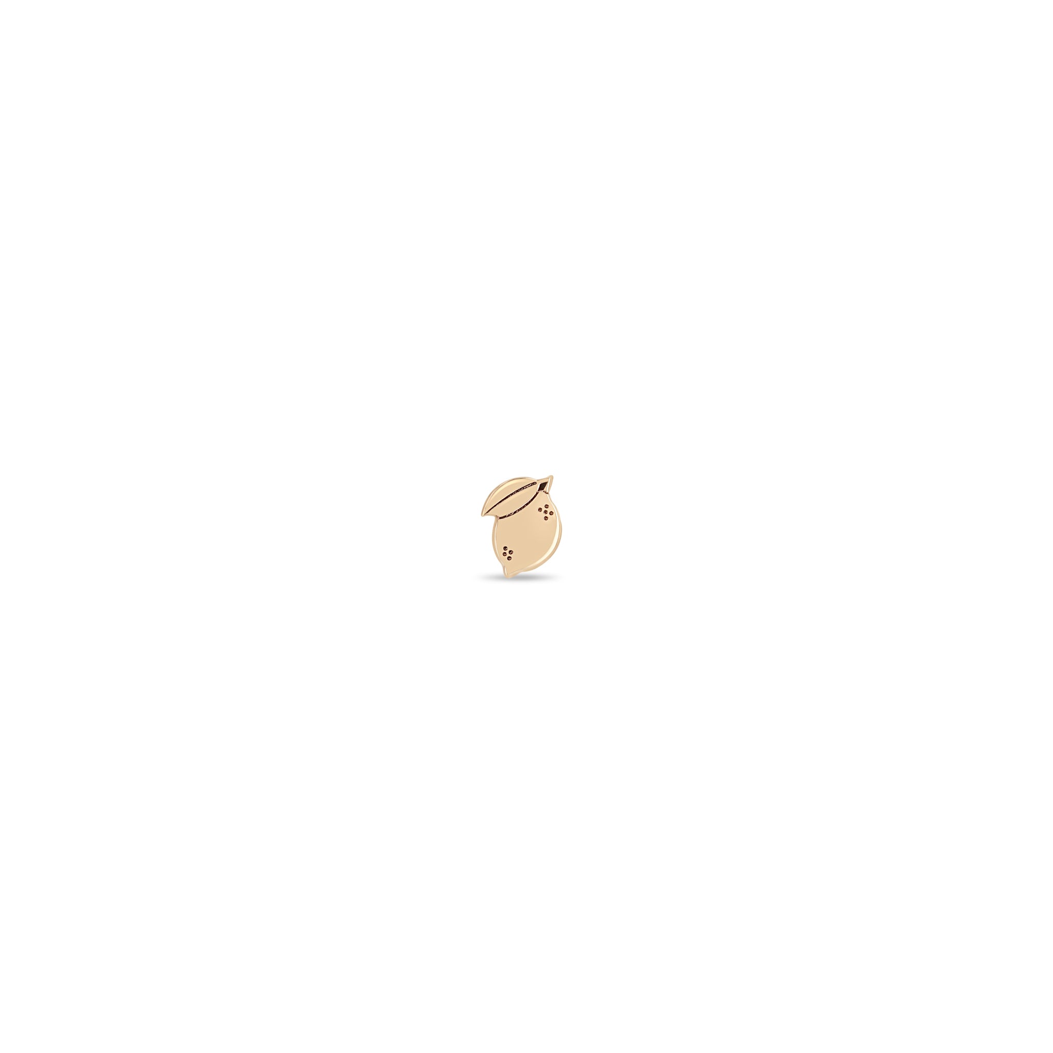 Zoe Chicco 14k rose gold itty bitty lemon stud earring on a white background