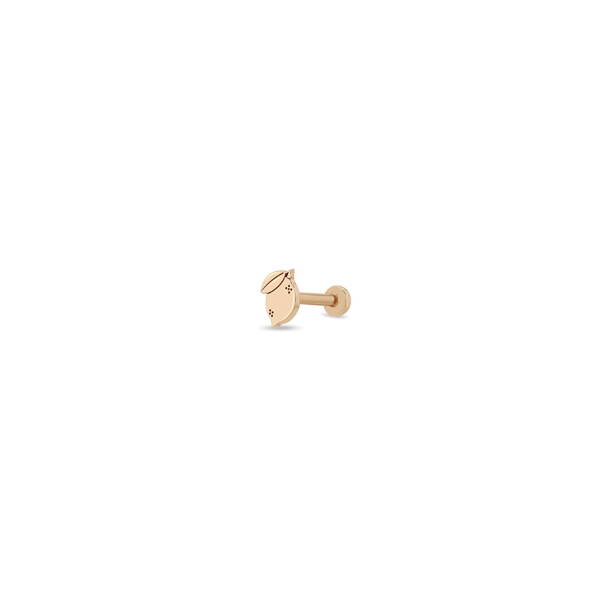 Zoe Chicco 14k rose gold itty bitty lemon flatback stud earring on a white background