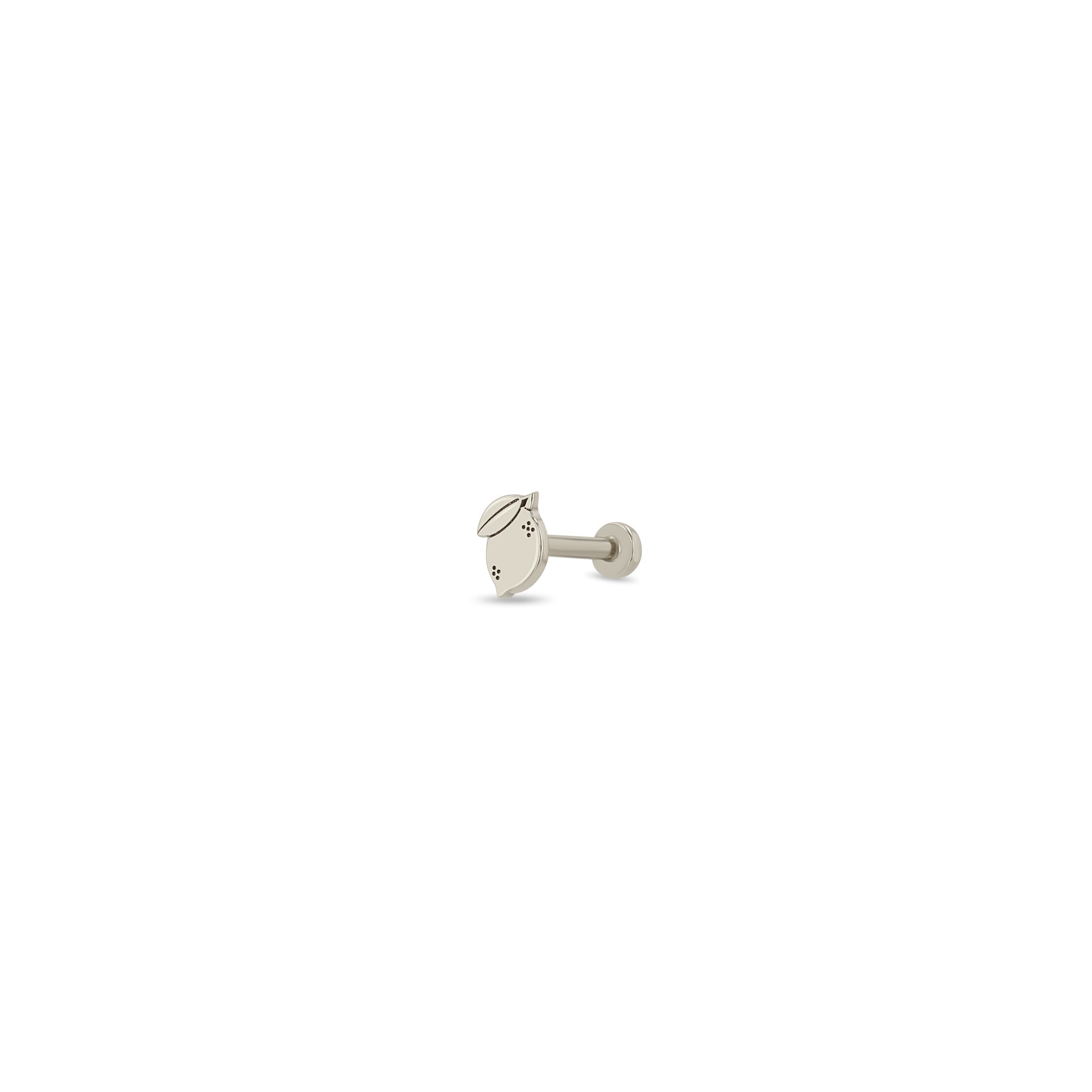 Zoe Chicco 14k white gold itty bitty lemon flatback stud earring on a white background