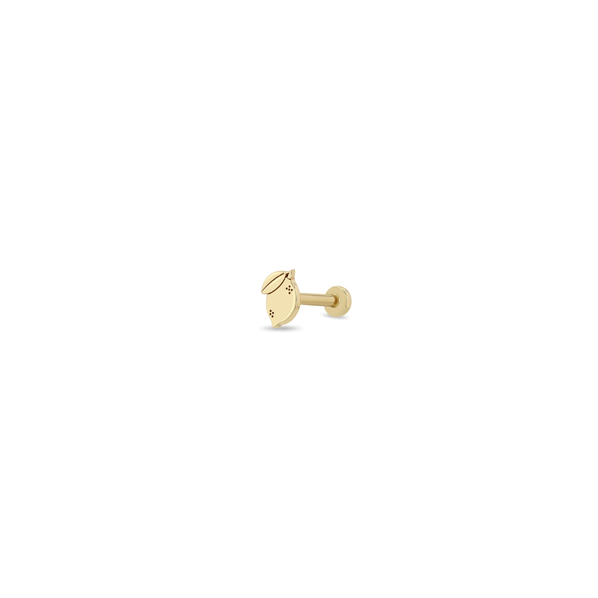 Zoe Chicco 14k gold itty bitty lemon flatback stud earring on a white background