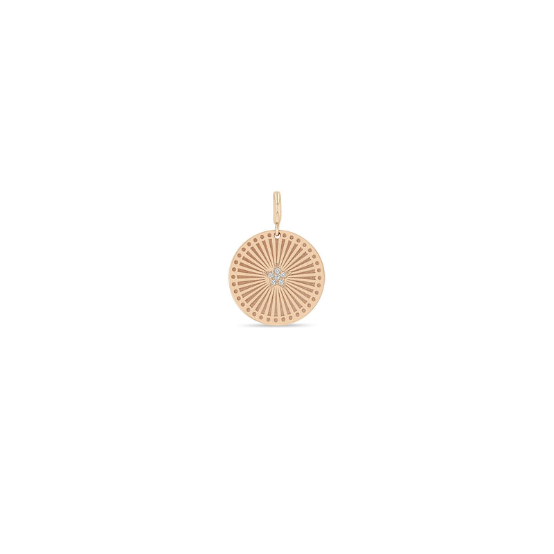 Zoë Chicco 14k Gold Pavé Diamond Star Small Sunbeam Medallion Spring Ring Charm Pendant