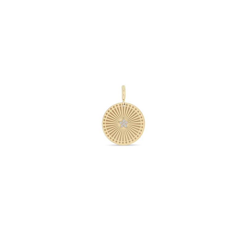 Zoë Chicco 14k Gold Pavé Diamond Star Small Sunbeam Medallion Spring Ring Charm Pendant
