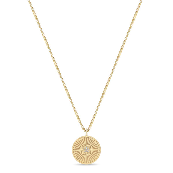 Zoë Chicco 14k Gold Pavé Diamond Star Small Sunbeam Medallion Necklace