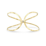 Zoe Chicco 14k gold infinity shaped wire cuff bracelet with single diamond on white background
